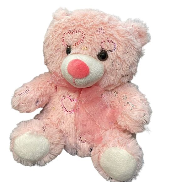 Dan Dee Plush Teddy Bear Hearts Ribbon Stuffed Animal Love Nursery Shower 8" - Picture 10 of 10